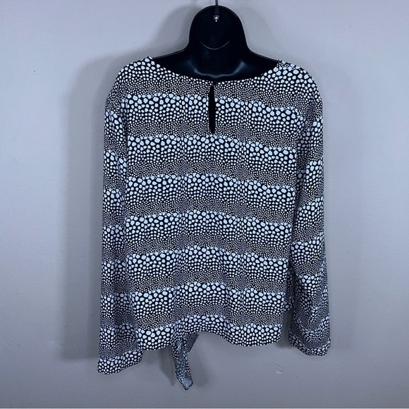XL TALBOTS BLACK WHITE BLOUSE DOT PRINT LONG SLEEVE - Picture 7 of 10